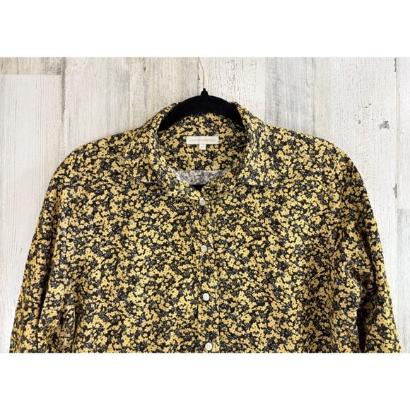 Ann Mashburn Shirt L Corduroy Liberty London Yellow Floral Button Down Popover - Picture 2 of 13